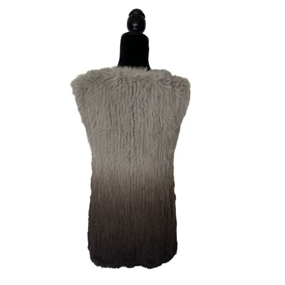 Dolce Cabo 100% Rabbit Fur Black & Gray Ombre Vest Size Large - Picture 4 of 13